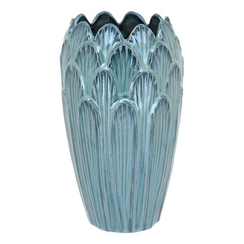 Vaso Decorativo Enfeite Casa Cerâmica 27x16x16cm Azul