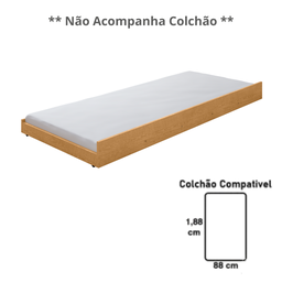 Cama Auxiliar Solteiro Mdf e Estrado em Madeira com Rodízios:naturallle - 4