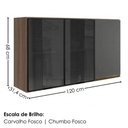 Ver imagem 3 de Armario Aereo 3 Portas Vidro MDF 120 cm Kali 1219717 Nicioli Carvalho Toq Chumbo