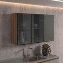 Ver imagem 6 de Armario Aereo 3 Portas Vidro MDF 120 cm Kali 1219717 Nicioli Carvalho Toq Chumbo