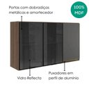 Ver imagem 4 de Armario Aereo 3 Portas Vidro MDF 120 cm Kali 1219717 Nicioli Carvalho Toq Chumbo