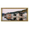 Tela com Moldura Slim Casas Frente ao Mar 60x130cm Dourado - 2