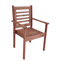 Conjunto 6 Cadeiras Poltronas Empilháveis e Mesa Retangular Madeira Maciça - 4