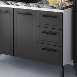 Gabinete de Cozinha 194cm Armário 100% Aço 4 Porta 4 Gavetas:preto - 3