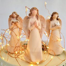 Mini Anjo Decoração Natal Luxo 10cm Moderno Trio Anjos - 6 Mini Anjo Decoração Natal Luxo 10cm Moderno Trio Anjos - 6