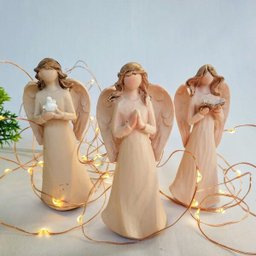 Mini Anjo Decoração Natal Luxo 10cm Moderno Trio Anjos - 3 Mini Anjo Decoração Natal Luxo 10cm Moderno Trio Anjos - 3