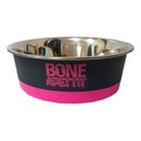 Ver imagem 1 de Comedouro Luxo Inox Para Cachorro Bone Apettit 21 Cm - Rosa