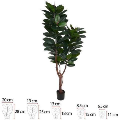 Planta Artificial Arvore Ficus Elastica Real Toque Pu C/pote X79 Verde 1,8cm