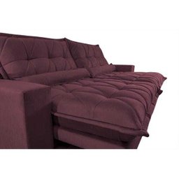 Sofá Retrátil e Reclinável 2,52m com Molas Ensacadas Cama Inbox Soft Tecido Suede Vinho - 4