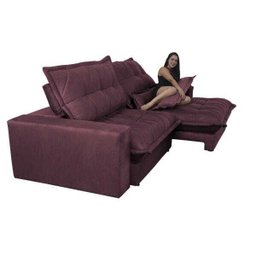 Sofá Retrátil e Reclinável 2,52m com Molas Ensacadas Cama Inbox Soft Tecido Suede Vinho - 6