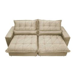 Sofá Retrátil e Reclinável 2,52m com Molas Ensacadas Cama Inbox Soft Tecido Suede Bege - 5