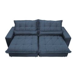 Sofá Retrátil e Reclinável 2,32m com Molas Ensacadas Cama Inbox Soft Tecido Suede Azul - 5