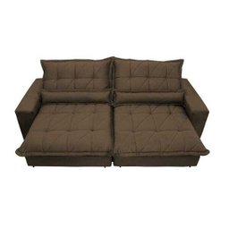 Sofá Retrátil e Reclinável 2,32m com Molas Ensacadas Cama Inbox Soft Tecido Suede Café - 5