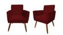 Ver imagem 1 de Kit 2 Poltronas Decorativa Nina Riscado Suede Marsala Pés Madeira Ms Decor
