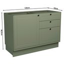 Ver imagem 3 de Balcão de Cozinha 1 Porta 3 Gavetas 100% MDF 120cm sem Tampo Sevilha Herval Verde/Hill