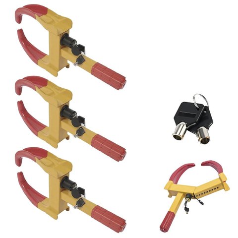 Trava de Pneu Universal Kit 3 Uni Bloqueador de Roda Carro Moto Antifurto Roubo Seguranca Reboque Au