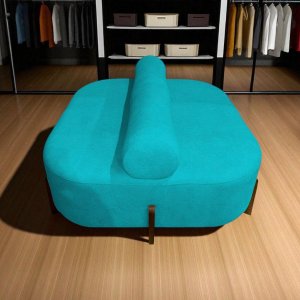 Poltrona Sofá Ilha Pequeno Lojas Orgânico Dois Lados Bouclé Azul Turquesa