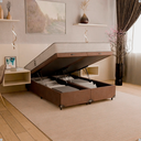Ver imagem 6 de Cama Baú Casal Bipartido Suede Marrom+ Colchão D33 One Face Branco- e-Shop Casa