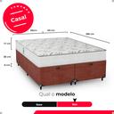 Ver imagem 3 de Cama Baú Casal Bipartido Suede Marrom+ Colchão D33 One Face Branco- e-Shop Casa