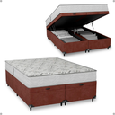 Ver imagem 1 de Cama Baú Casal Bipartido Suede Marrom+ Colchão D33 One Face Branco- e-Shop Casa