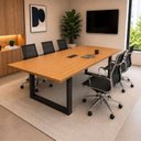 Ver imagem 1 de Mesa Reunião Escritório 180x90cm com Caixa de Tomadas e Pés em Metal Industrial Executive