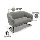 Ver imagem 3 de Sofá Namoradeira e Poltrona Base Industrial Preto Stella Suede D03 - D'Rossi Cor Grafite