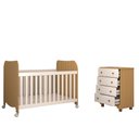 Ver imagem 2 de Quarto de Bebê Completo Sueño Cômoda 4 Gavetas 100% Mdf Branco Brilho/amêndoa - Panorama Móveis