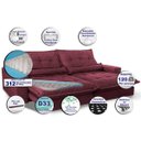 Ver mais imagens de Sofá Retrátil e Reclinável 2,92m com Molas Ensacadas Cama Inbox Soft Tecido Suede Vinho