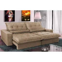 Sofá Retrátil e Reclinável 2,52m com Molas Ensacadas Cama Inbox Soft Tecido Suede Castor - 1