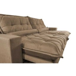 Sofá Retrátil e Reclinável 2,52m com Molas Ensacadas Cama Inbox Soft Tecido Suede Castor - 4