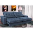 Ver imagem 1 de Sofá Retrátil e Reclinável 2,92m com Molas Ensacadas Cama Inbox Soft Tecido Suede Azul
