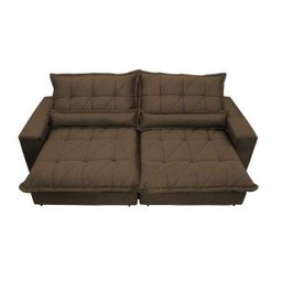 Sofá Retrátil e Reclinável 2,52m com Molas Ensacadas Cama Inbox Soft Tecido Suede Café - 5