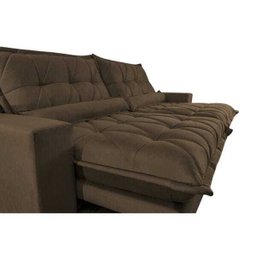 Sofá Retrátil e Reclinável 2,52m com Molas Ensacadas Cama Inbox Soft Tecido Suede Café - 4