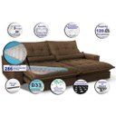 Ver imagem 3 de Sofá Retrátil e Reclinável 2,72m com Molas Ensacadas Cama Inbox Soft Tecido Suede Café