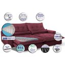 Ver imagem 3 de Sofá Retrátil e Reclinável 2,32m com Molas Ensacadas Cama Inbox Soft Tecido Suede Vinho
