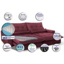 Ver imagem 3 de Sofá Retrátil e Reclinável 3,12m com Molas Ensacadas Cama Inbox Soft Tecido Suede Vinho