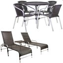 Ver imagem 1 de Kit 4 Cadeiras Floripa e Mesa Tampo Tramado com 2 Espreguiçadeiras Catar e Mesa Piscina, Jardim, Var