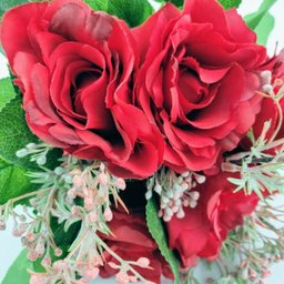 Buquê Mix Rosa Vermelha Planta Artificial Permanente 30x21cm - 6
