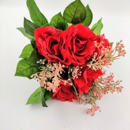 Buquê Mix Rosa Vermelha Planta Artificial Permanente 30x21cm - 5