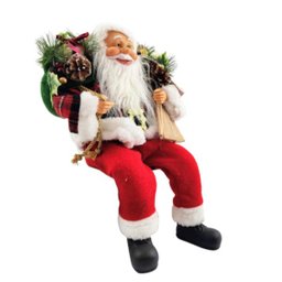 Papai Noel Sentado Ski Decoração Natal Luxo 43cm Enfeite - 1