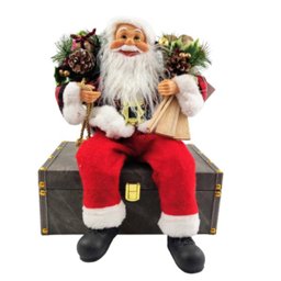 Papai Noel Sentado Ski Decoração Natal Luxo 43cm Enfeite - 3