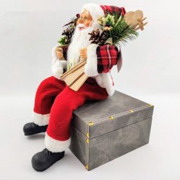 Papai Noel Sentado Ski Decoração Natal Luxo 43cm Enfeite - 4