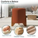 Ver imagem 2 de Kit 2 Puffs Decorativos Eloah Redondo Assento Extra para Sala Quarto Suede Pufe com Pés de Madeira