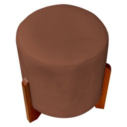 Kit 2 Puff Sala Eloah Suede Cores Pé Castanho - 3