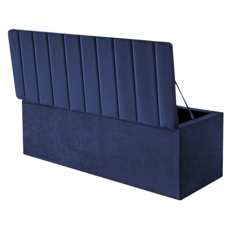 Calçadeira Baú Recamier Estofada Cama Queen 160cm Carla Corino Azul- Mabe Magazine