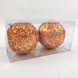 Bola de Natal Decorada Rose Gold Cobre Kit 2pç Bolas 10cm - 3