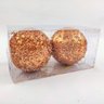 Bola de Natal Decorada Rose Gold Cobre Kit 2pç Bolas 10cm - 3