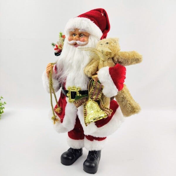 Papai Noel Ursinho Decoração Natal Luxo 40cm Enfeite Vermelh - 4
