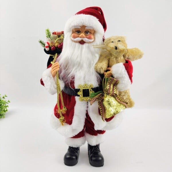 Papai Noel Ursinho Decoração Natal Luxo 40cm Enfeite Vermelh - 2