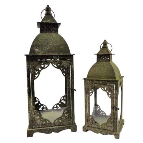 Lanterna Marroquina Decorativa Verde 52/36cm Decoração 2pç